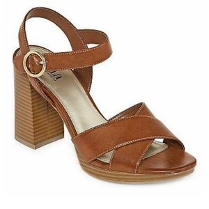 Ana Brown Block Heel Sandals
